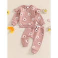 thumbnail image 2 of Suealasg Infant Baby Girls 2Pcs Fall Clothes 1T 2T 3T Toddler Girls Casual Autumn Outfits Long Sleeve Daisy Print Sweatshirt Elastic Waist Sweatpants, 2 of 7