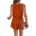 thumbnail image 3 of High Waist Tank Rompers V Neck Beach Womens Flowy Ruffle Layered Shorts Jumpsuit, 3 of 5