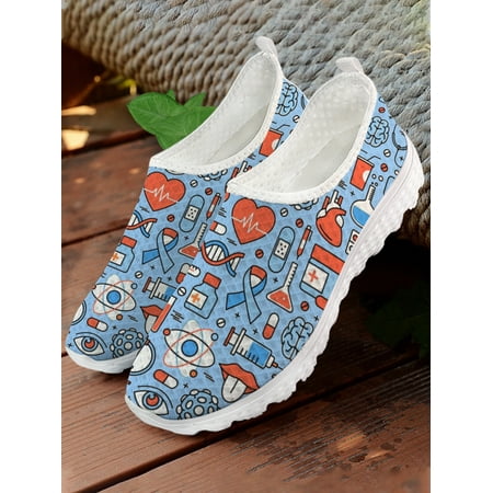 

Trendy Lightweight And Soft Medical Print Shoes Summer Flats Women Shoes Mesh Sneakers Casual Shoes Zapatos Mujer