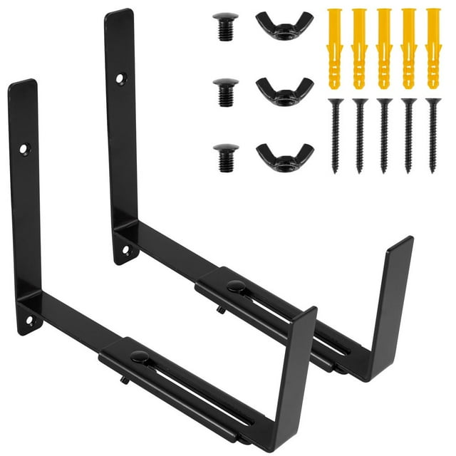 DEBGFS Window Box Bracket Carbon Steel Planter Box Bracket Adjustable Flower Box Holder Wall Mounted Planter Box Shelving Sturdy Railing Flower Pot Bracket for 6-12cm Deep Planter Box