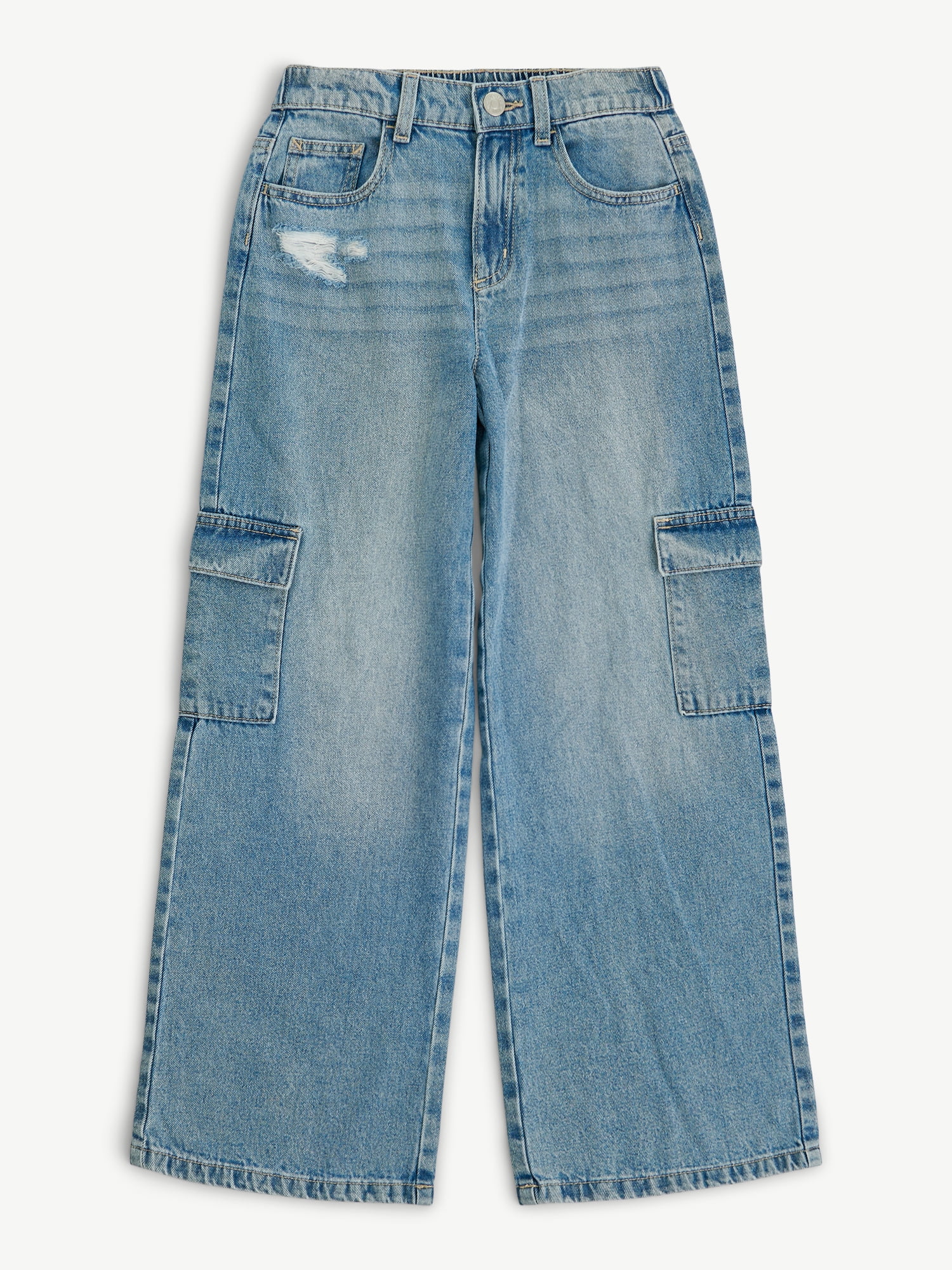 Justice Girls Wide Leg Cargo Jeans, Sizes 6-18, Slim & Plus