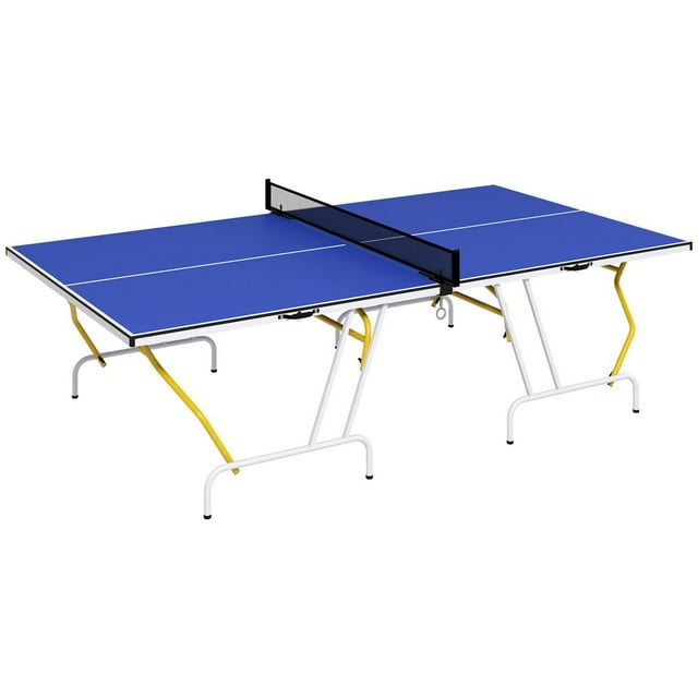Soozier Full Size Ping Pong Table, Folding Table Tennis Table, Blue