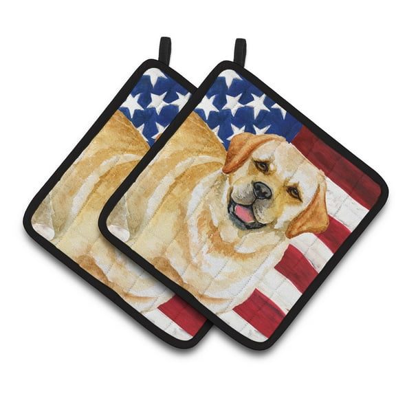 Caroline's Treasures Golden Retriever Patriotic Pair of Pot Holders