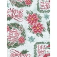 thumbnail image 2 of Winter Wonderland Vinyl Tablecloth Flannel Backed, Snowman Merry Christmas Poinsettia Wreath Design, 2 of 2