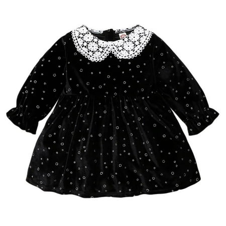 

Fantadool Spring kids dresses for girls lacework patchwork long sleeve turn-down collar party Korean style cute girls princess dresses