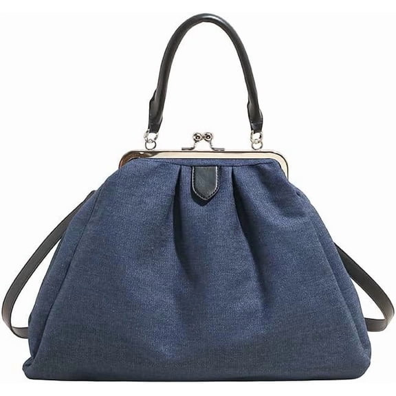 KALAKALA Kiss Lock Tote Bag Kiss Clasp Shoulder Crossbody Purse Large Designer Handbag Backpack