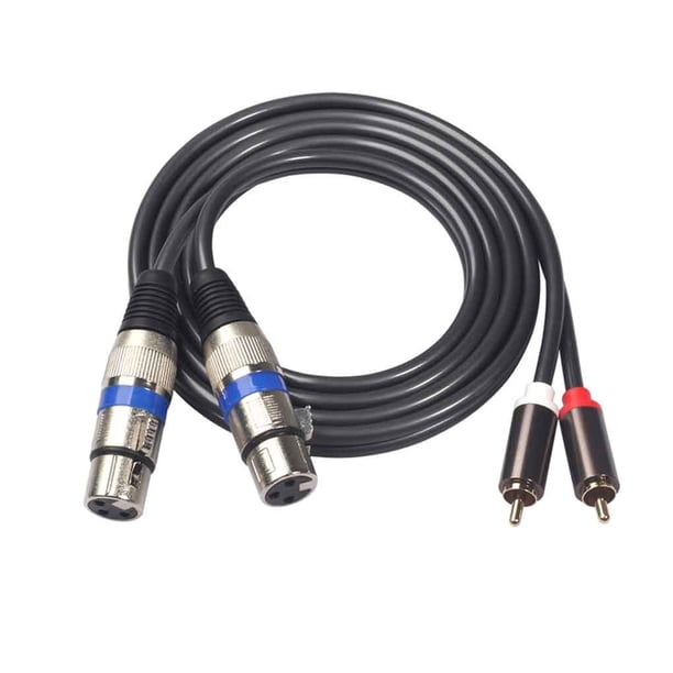Cable de audio RCA dual de 1.5M a 2 XLR hembra Adaptador coaxial de enchufe hembra Cable de video plateado profesional Methold EL0601-01
