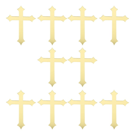 LEORX Golden Acrylic Cross Cake Topper for Festive Party Decor 10Pcs