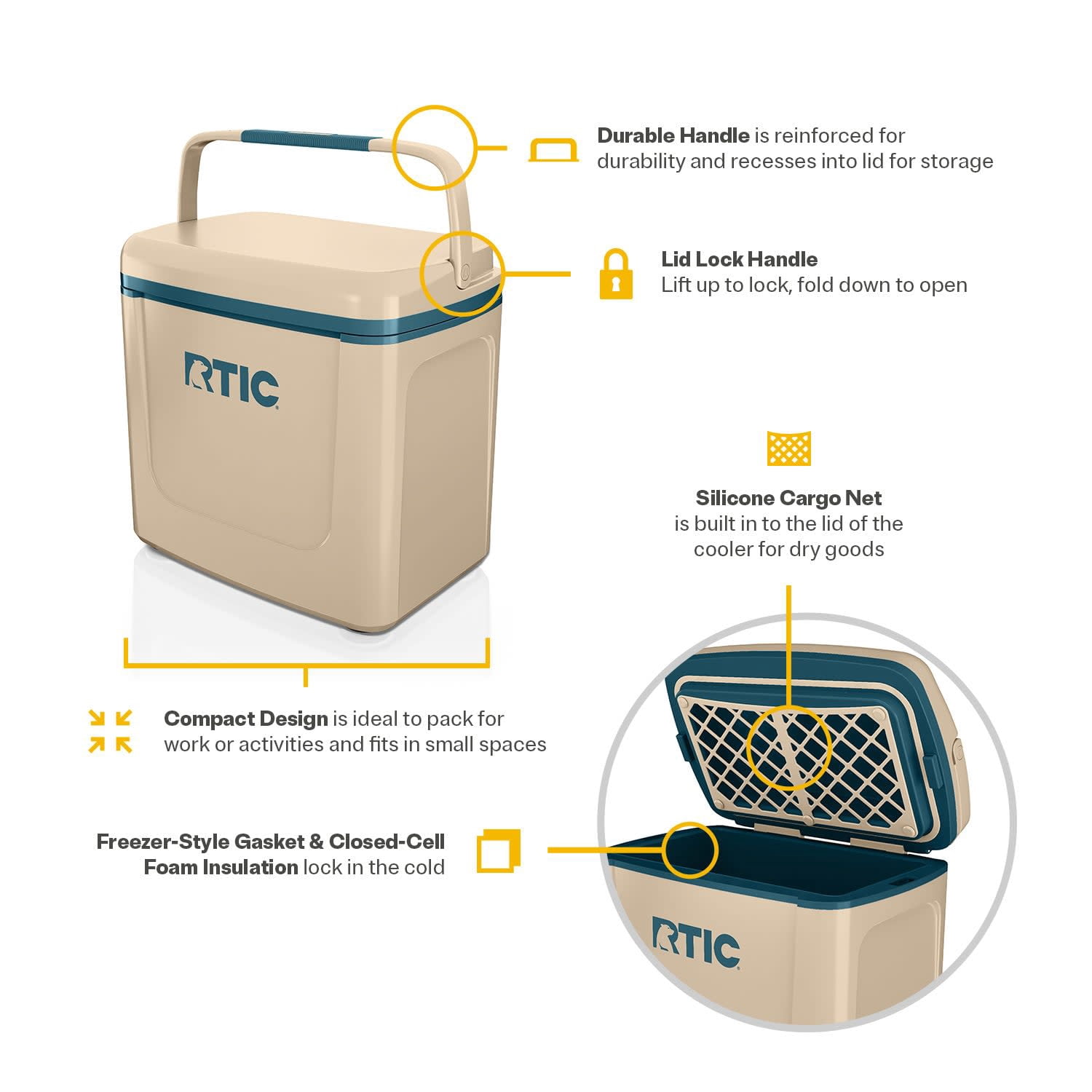 RTIC Road Trip 8 Qt Hard-Sided Personal Cooler, Fits 12 Cans, Beach/Marine