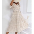 thumbnail image 6 of Floral Dress for Women Dressy Boho Sundress Short Sleeve Lace-Up Wrap V-Neck Flowy Midi Dresses, 6 of 8