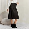 thumbnail image 4 of Faux Suede Midi Skirt for Women Vintage High Waisted A-Line Trendy Fall Winter Business Causal Skirts M, 4 of 8