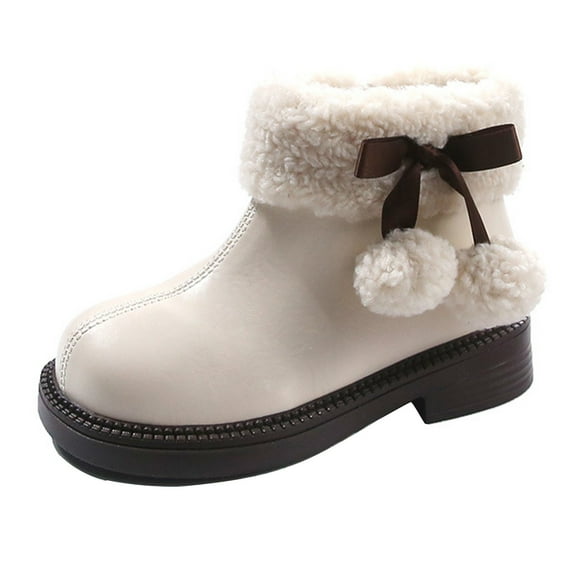 NOKIO Fashion Big Kids Winter Water Proof Flat Keep Warm Snow Boots Comfortable Shoes Boys Girls Snow Boots Winter Waterproof Slip Resistant Cold Weather Shoes(Little Kid/Big Kid