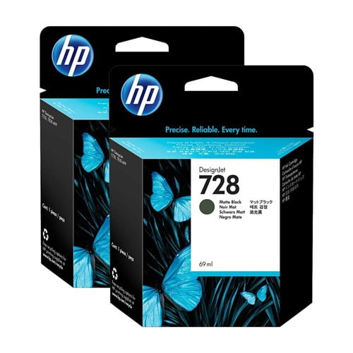 HP 728 130ml Matte Black DesignJet Ink Cartridge (F9J64A)(2Pack