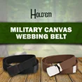 thumbnail image 5 of Hold’em Military Canvas Webbing Belts Polished Silver for Adult Men’s - Black, 5 of 5