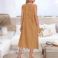 thumbnail image 4 of Linen Midi Dresses for Women Crew Neck Sleeveless Dress with Pockets 2026 Summer Beach Dresses Cover Ups Loose Fit Casual Spring Sundress Travel Vacation Outfits, 4 of 6