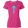 thumbnail image 3 of Inktastic Blue Jellyfish, Cute Jellyfish With Pink Ribbons Women's T-Shirt, 3 of 5