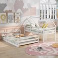 thumbnail image 3 of EUROCO Twin over Full Bunk with Ladder for Kids Teens Bedroom, Convertible House Bed, White, 3 of 14