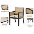 thumbnail image 6 of Guyou Rattan Dining Chairs Set of 2, Mid Century Modern Linen Upholstered Dining Room Armchairs, Farmhouse Wooden Kitchen Chairs with Cane Back and Black Hardwood Frame for Living Room, Beige, 6 of 10