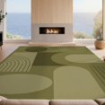 thumbnail image 2 of Design&I 3'x5' Ultra Soft Throw Mat, Olive Green Geometric Design Rectangular Art Inspired Abstract Shapes Fluffy Washable Easy Care Indoor rug for Bedside Hallway, 2 of 3