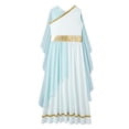 thumbnail image 4 of Sholeno Girls Ancient Greek Princess Dress Greece Athena God Toga Party Robe Maxi Gown Light Blue 16, 4 of 6