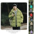 thumbnail image 2 of Chaqueta de invierno unisex 2024, parkas cálidas para hombre y mujer, abrigo grueso y cálido para hombre, cuello alto, color sólido, parka informal, ropa de calle de moda, 2 of 5