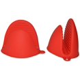 thumbnail image 3 of Potholders Silicone Pot Holder Stove Mini Mitt Cooking Pinch Grips Kitchen Heat Resistant Solution - 2 Pieces (Red), 3 of 4