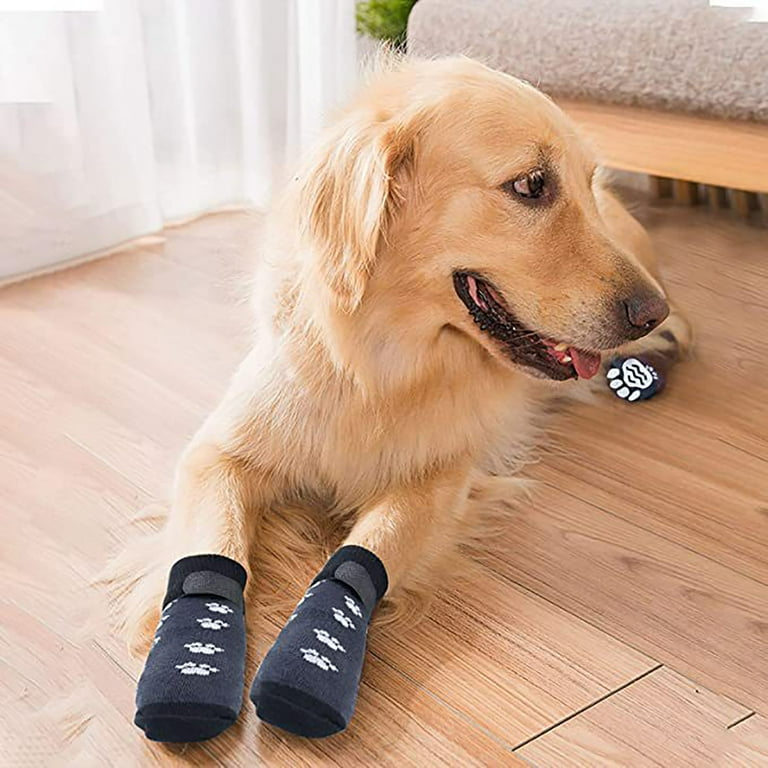 4pcs Anti-Slip Dog Socks Adjustable Pet Non-Slip Protection With