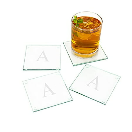 Personalized Glass Coasters (Set of 4), Size: Measures 4