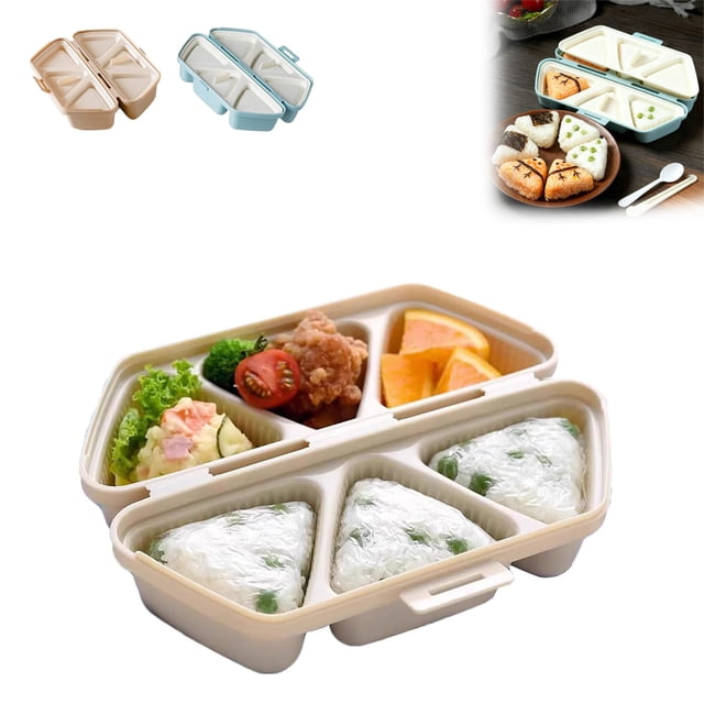 Molde 6 en 1 para hacer bolas de arroz onigiri | Bandeja antiadherente, apto para uso alimentario, 6 cavidades | Contenedor y almacenamiento | Portátil, apto para lavavajillas, herramienta para