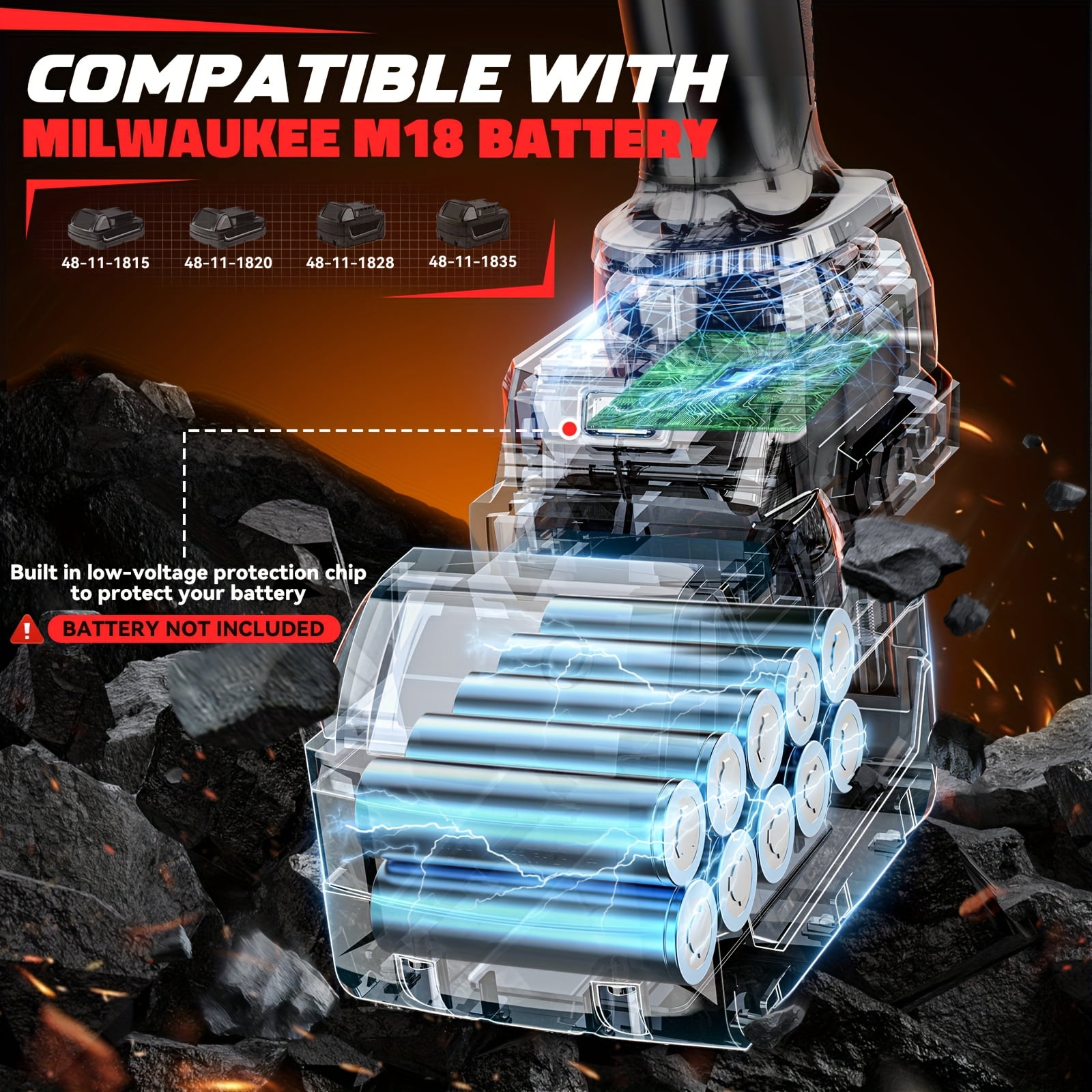 Cordless Impact Wrench 1/2” Compatible with Milwaukee 18v Battery(Bare Tool), 1000FT-LBS High Torque Impact Driver, Electric Impact Gun with LED Light, Variable Speeds, 4-Speed Control