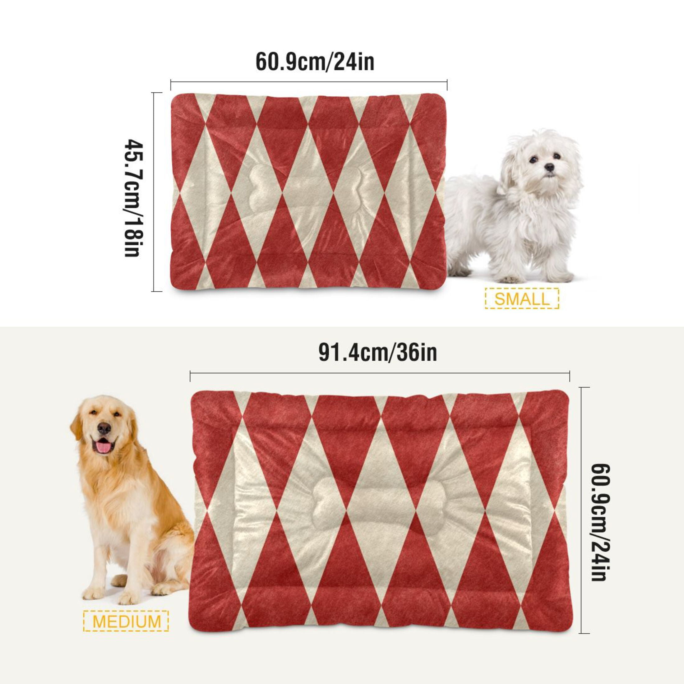 Cozy Mat Pet Bed Indoor Outdoor Warm Soft For Cat Dog Puppy(S/M) Red&white Harlequin Pattern