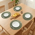 thumbnail image 3 of Farmhouse Round Placemats Set of 6 Woven Placemats for Dining Table Decor, Washable Kitchen Table Mat for Holiday Dark Green 15inch, 3 of 6