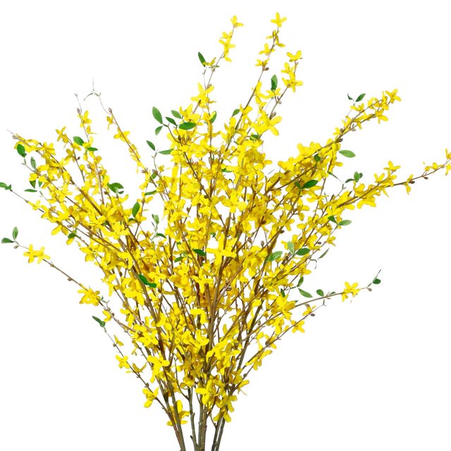 Flores artificiales de orquídeas Sggvecsy, tallos artificiales de forsitia, 4 unidades