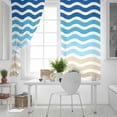 thumbnail image 5 of Fsddascl Blue Brown Stripes Blackout Curtains for Bedroom/Living Room, Thermal Insulated Kitchen Curtains, Abstract Geometric Ombre Wave Stripe Grommet Darkening Window Treatment Drapes 42"x45"x2, 5 of 8