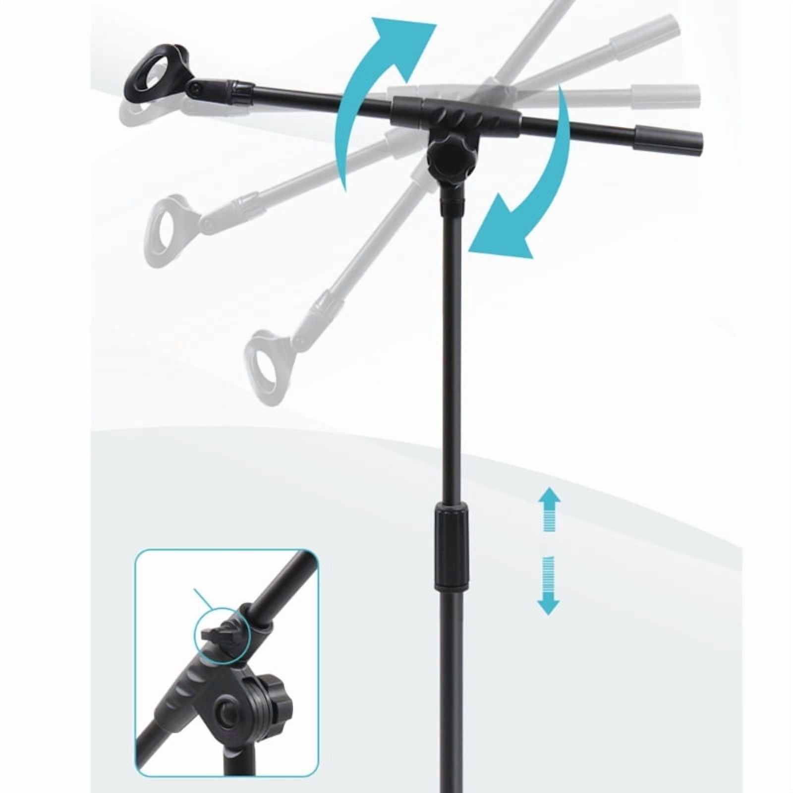 Universal Microphone Holder Adjustable Height Mic Stand Black for Broadcasting