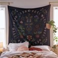 thumbnail image 4 of Tapiz de flores y luna para dormitorio, tapiz floral de plantas, tapiz Retro estético para sala de estar, colgante de pared para dormitorio, 4 of 5