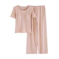 thumbnail image 3 of Avtoify Summer Loose Solid Color T-Shirt Pants Pajamas for Women Set Home Casual, 3 of 10
