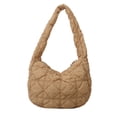 thumbnail image 1 of Bolso hombro plisado algodón con bordado rombos Btafrte Caqui, 1 of 9