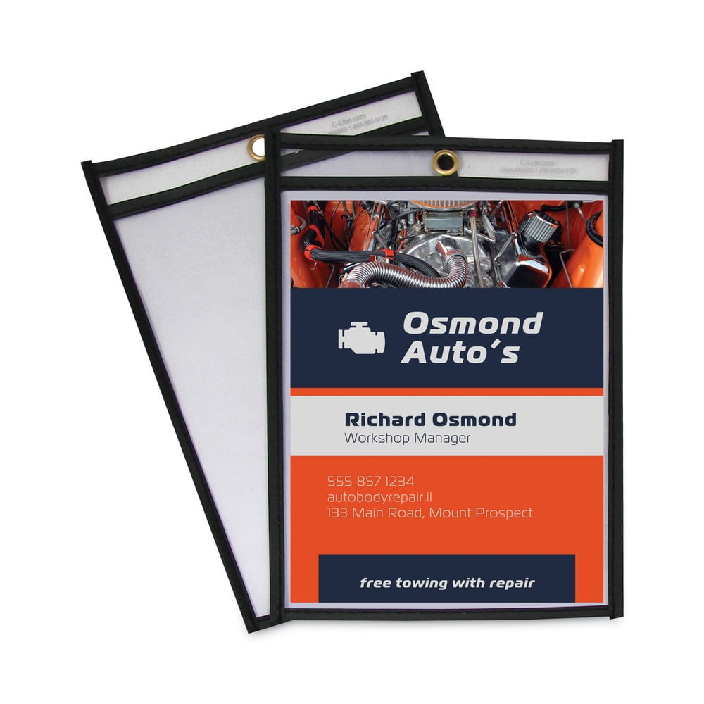 C-Line Shop Ticket Holders, Stitched, Both Sides Clear, 50", 6 x 9, 25/BX