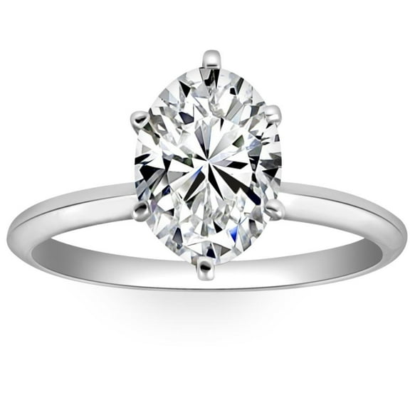 Pompeii 2CT Platinum Oval Diamond 6-Prong Solitaire Engagement Ring Lab Grown