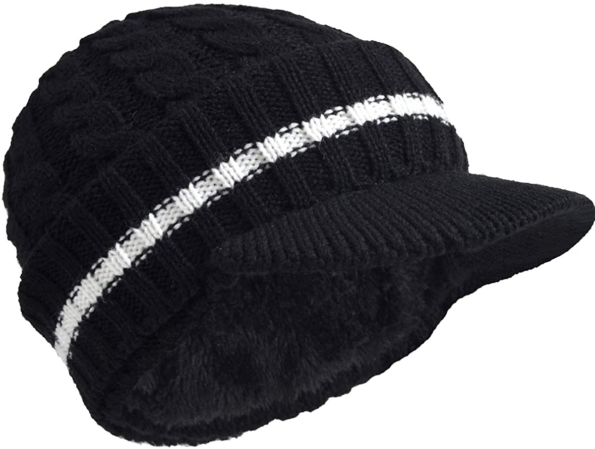 Retro Newsboy Knitted Hat with Visor 