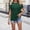 Green, variant on SEMPAI Women Summer Tunic Tops Hollow Out Crew Neck Shirts Cold Shoulder Sleeve Loose T-Shirt Casual Comfy Everyday Wear