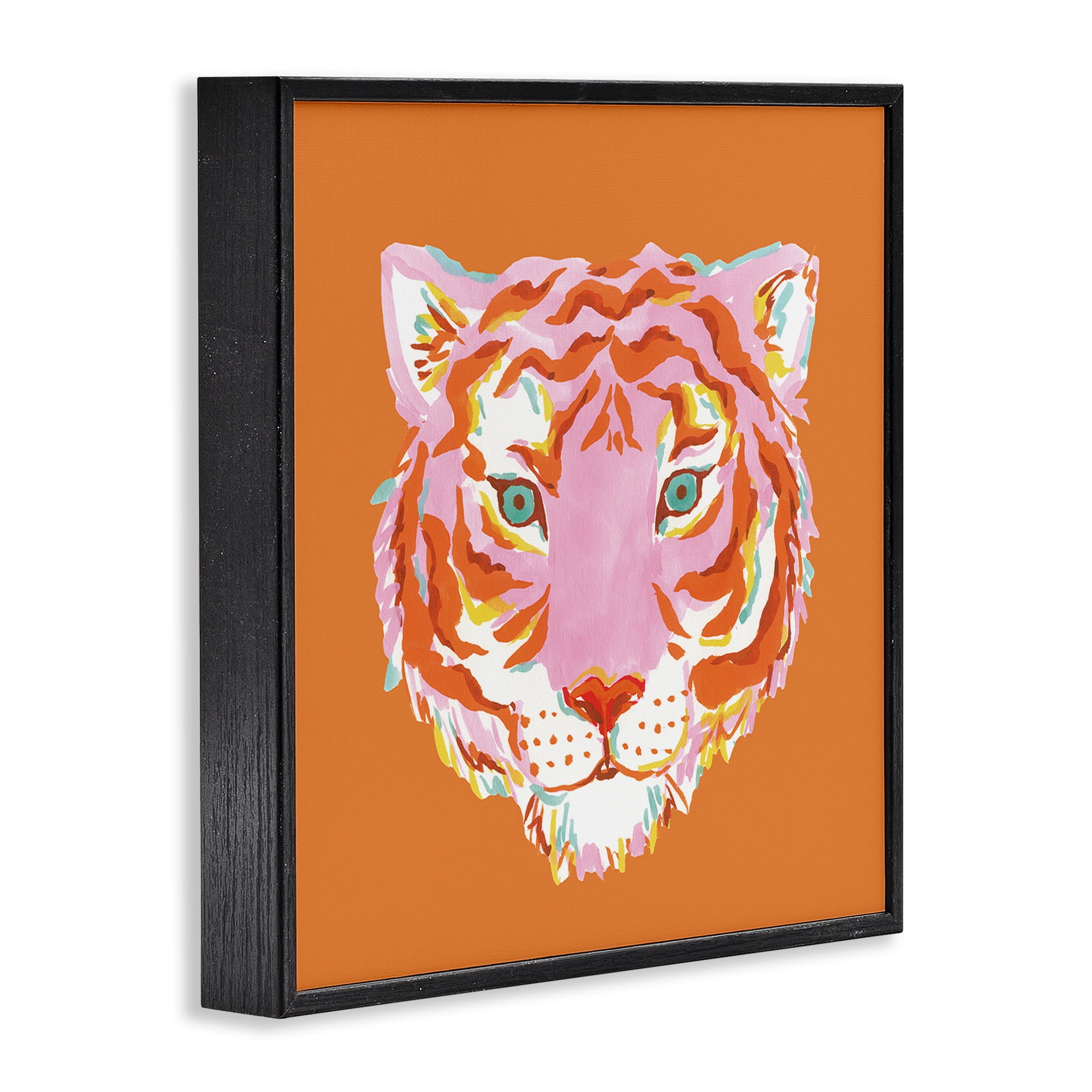 Stupell Industries Fun Bold Orange Tiger Black Framed Giclee Art, design by Karolina Sato
