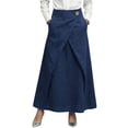 thumbnail image 2 of Umfun Women's Linen Blend Wrap Maxi Skirt with Front Cross Detail - Graced High Waist Long Skirt for Beach Vacation & Casual Daily Wear, 2 of 9