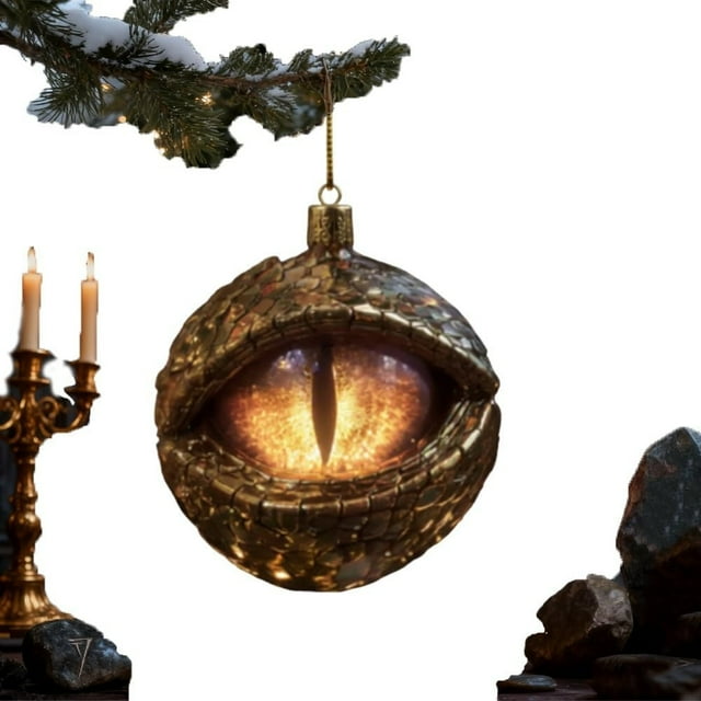 Adorno Navideño Ojo de Dragón Legendario | Decoración Medieval para Árbol de Navidad | Colores: Fuego, Hielo, Tierra, Aire | 8 X 9 Cm | 1 Unidad