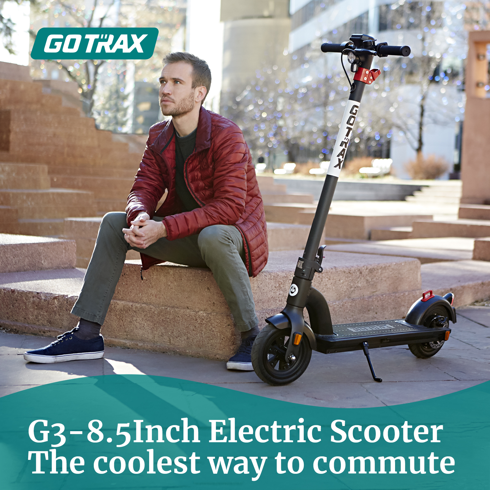 GOTRAX G3 Electric Scooter, 8.5" Pneumatic Tires, Max 18mile Range and 15.5Mph Power by 350W Motor, Foldable Escooter for Adult Unisex,Black - image 3 of 9