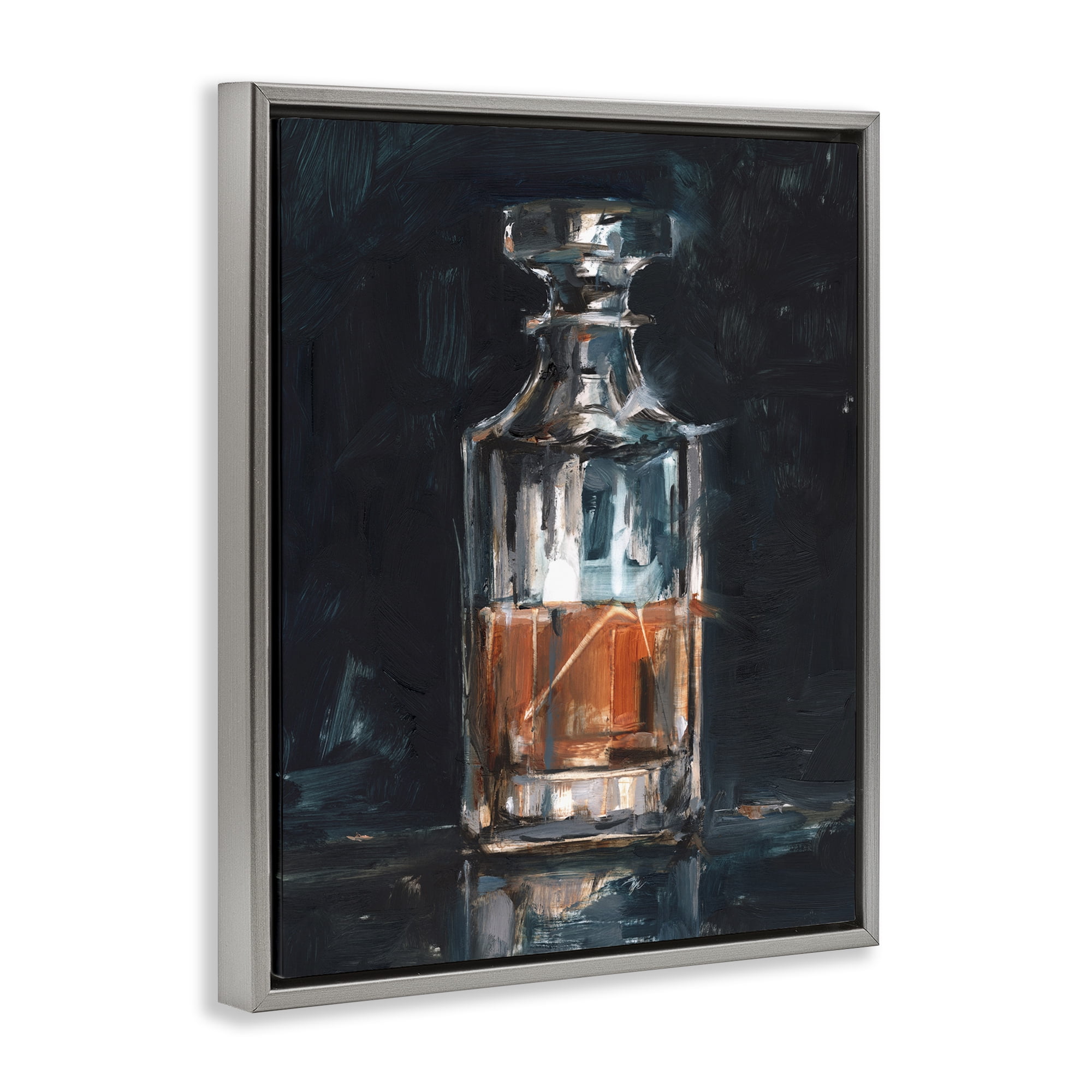 Stupell Industries Bar Whiskey Decanter Food & Beverage Painting Gray Floater Framed Art Print Wall Art, 17 x 21