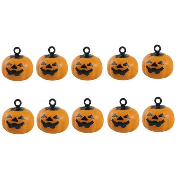 Mendom 10Pcs Pumpkin Bells Pet Collar Bells,Halloween Pendants DIY Crafts Handmade Accessories Charm Pendants Decoration Ornament ,19 MM