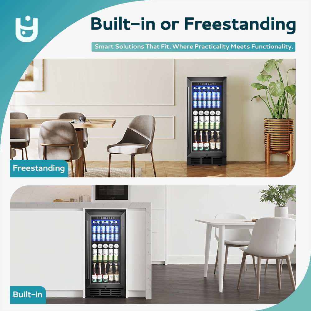 EUHOMY 3.2 Cu.ft. Under Counter Beverage Refrigerators Cooler for Soda, Water, Wine, Home Kitchen Bar
