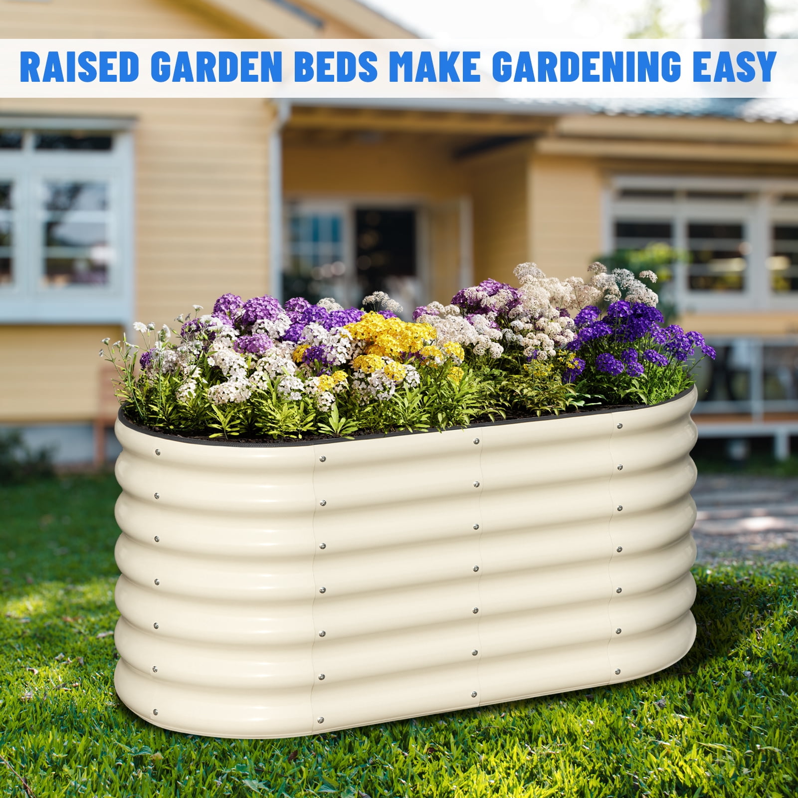 SnugNiture 2-Pack 4x2x2 ft Galvanized Steel Raised Garden Bed, Outdoor Metal Planter Box for Vegetables and Flowers